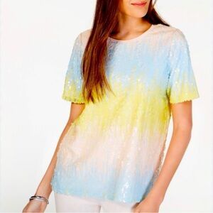 NWT Alfani Pastel Ombre Sequin Top Size Large Easter Spring Party Soft Girl